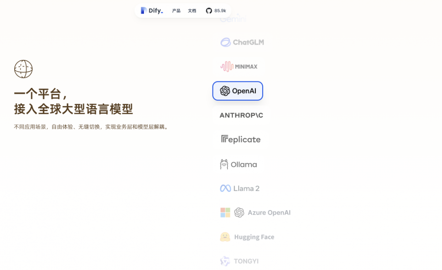 一个平台连接全球大模型，深度解析Dify